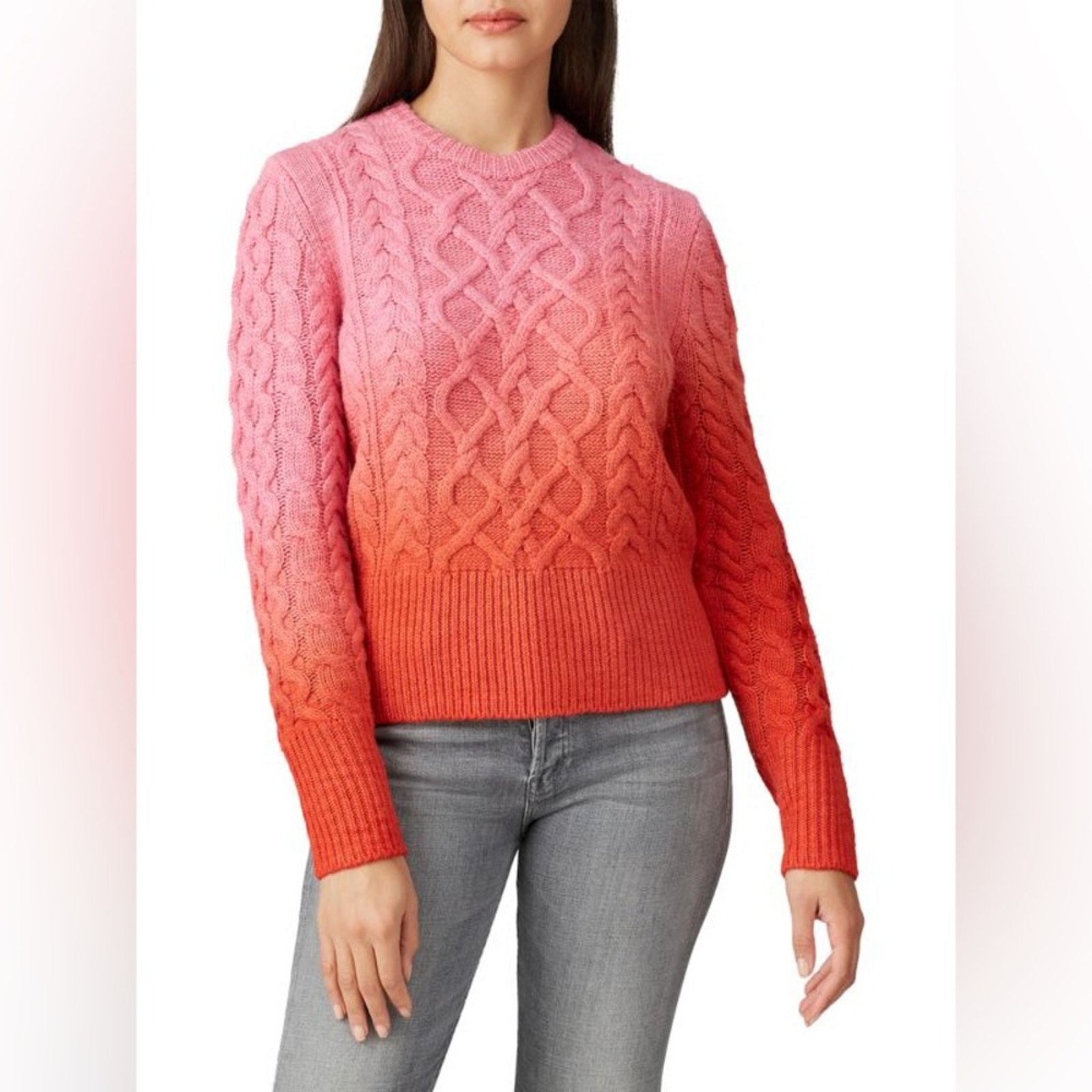 Ply-Knits Merino Wool Ombre Sweater Pink/Orange Xl*